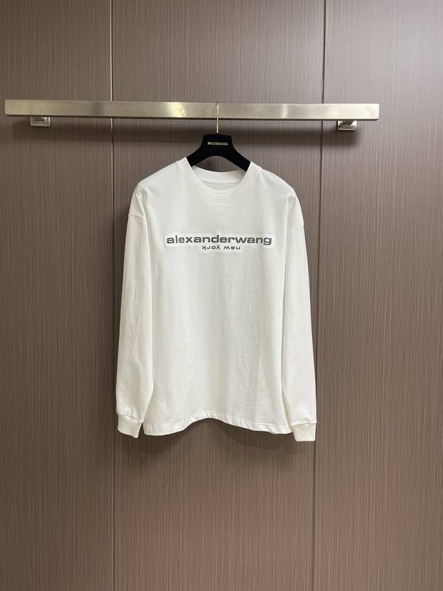 Alexanderwang Alexander Wang logo long-sleeved T-shirt, made of 330g double yarn