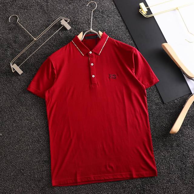 Burberry Ss, new spring and summer models, men's lapel short-sleeved T-shirt, si
