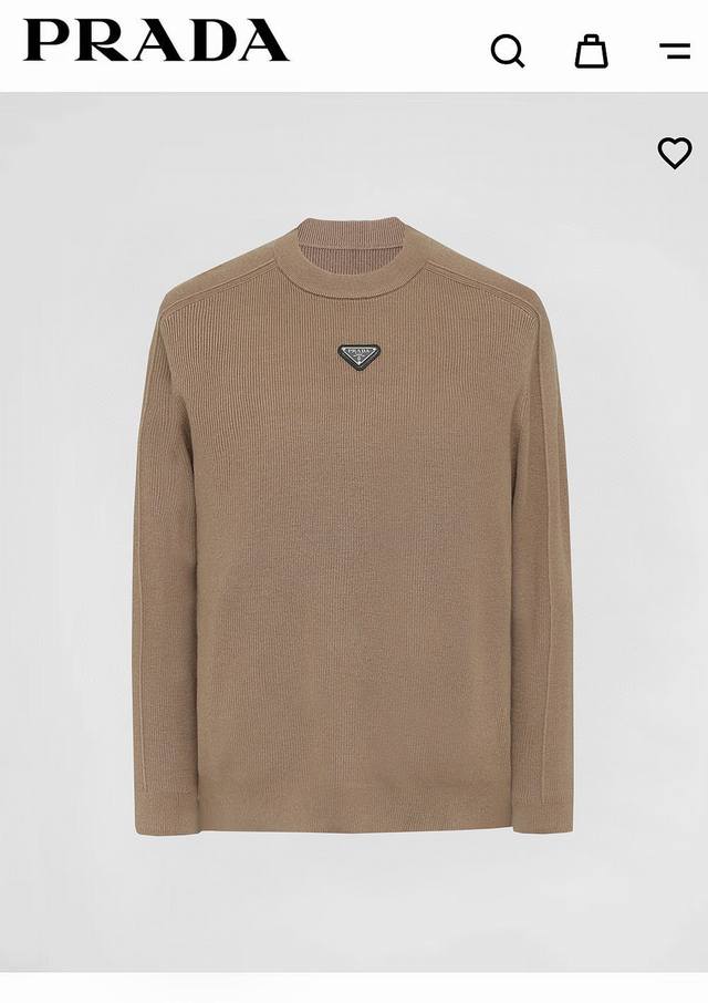 prad Prada's Fall/Winter 25 New Arrival - Men's Wool Knit Crew Neck Pullover Swe