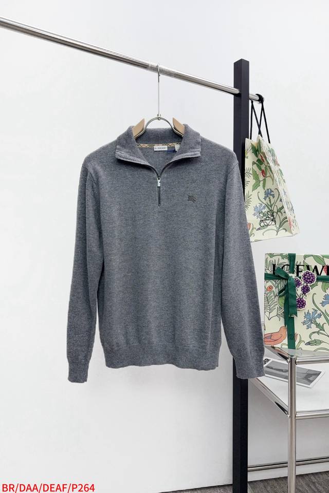 Br Burberry Embroidered Half-Zip Turtleneck SweaterFabric Selection: Cashmere is