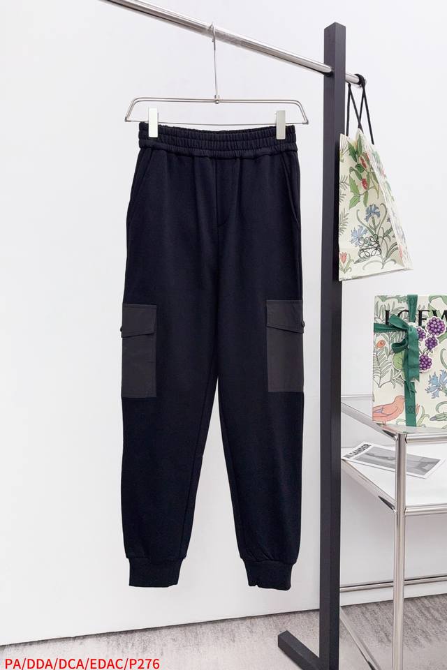 Top and pants: Workwear-style casual pants in classic black with personalized p