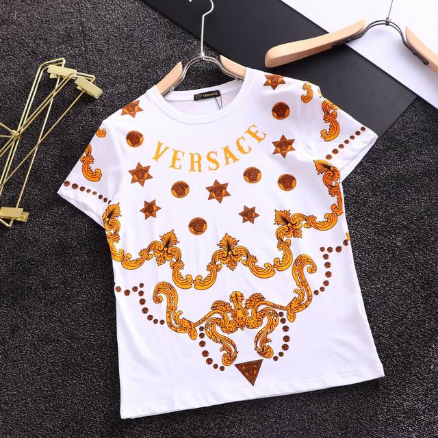 Versace summer official website new short-sleeved shirt, counter version, exqui