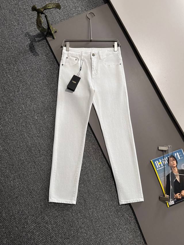 Fendi 2025 four seasons new hot brick pocket slim jeans, made of imported Japane