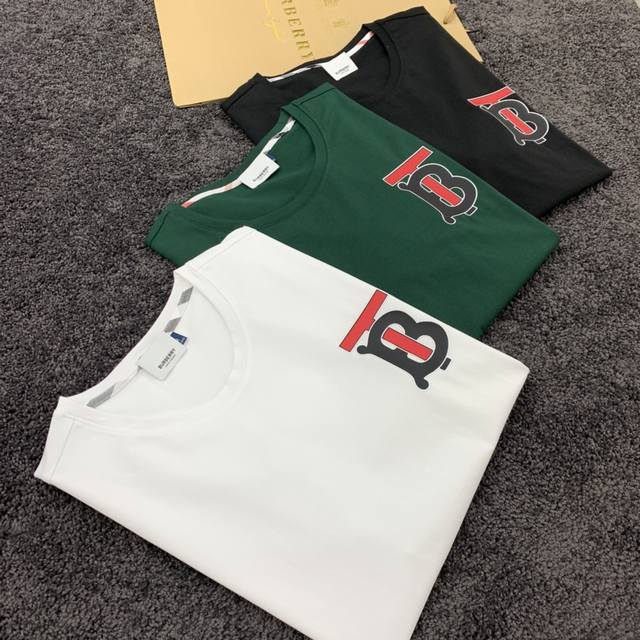 Bur***Ry ~ New men's short-sleeved T-shirt featuring a Tb logo on the round neck