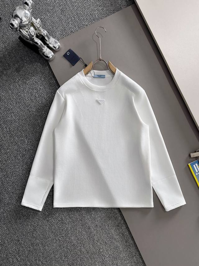 prada 2025 new woven patchwork short sleeves with custom triangle logo. Unisex l