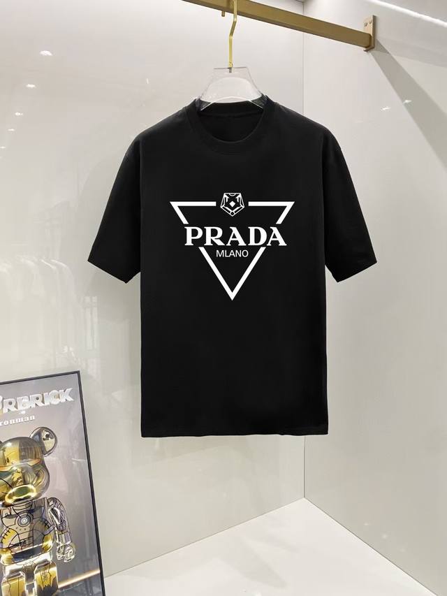 Prada# 2025 Spring/Summer new release, the latest short-sleeved round neck T-shi