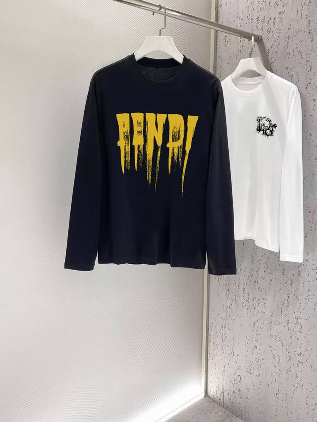 Fendi's new autumn and winter 2025 fashion casual long-sleeved T-shirt is made o