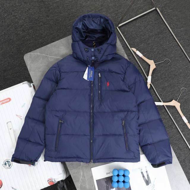 Factory Price p Rahlauren's new detachable hooded down jacket with warhorse emb