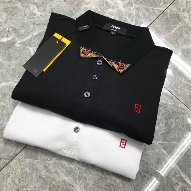 Original Fend+ Fendi summer new style, original lapel short-sleeved T-shirt for