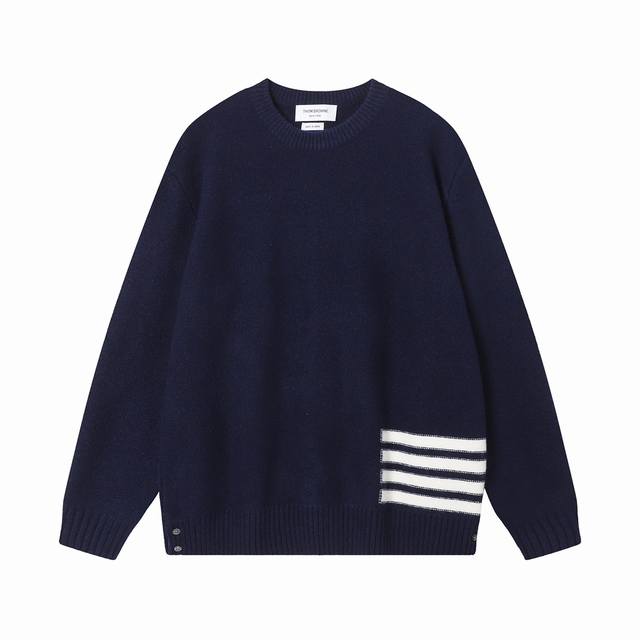 Th Om Browne Ss23 New Season ProductFour-Stripe Crewneck Pullover Sweater for Bo