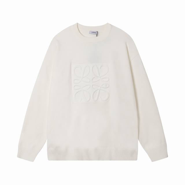 Loewe's new unisex sweater with anagram embossed front. Founded in 1846 as a coo
