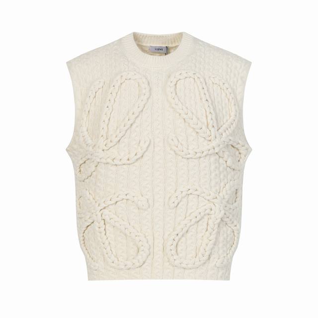 Loewe SS25 Pre-Collection Medium-weight wool vest with hand-stitched anagram on