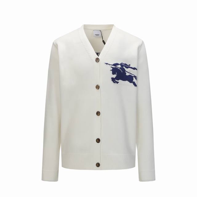 Burberry Fw25 Equestrian Knight Logo Sweater, Unisex, White. Product Description