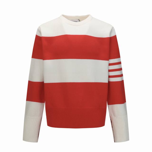 Thom Browne Ss25 New Year Limited Edition Side Slit Striped Crew Neck Sweater Un