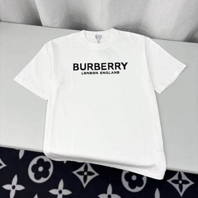 Burberry letter-stamped heavy craft round neck pullover short sleeve double yarn