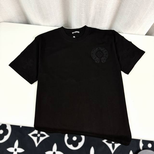 Chrome Hearts Logo Heavy Embroidery Round Neck Pullover Short Sleeve Double Yar