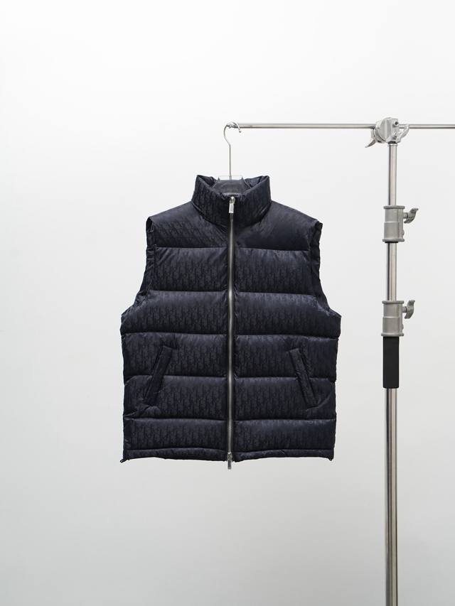 Dior Dior letter pattern unisex vest down jacket size 46 48 50 52 54 56 dark blu