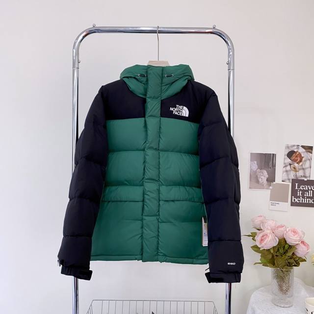 Dark green Himalaya down jacket peak series North Face stitching logo print zipp