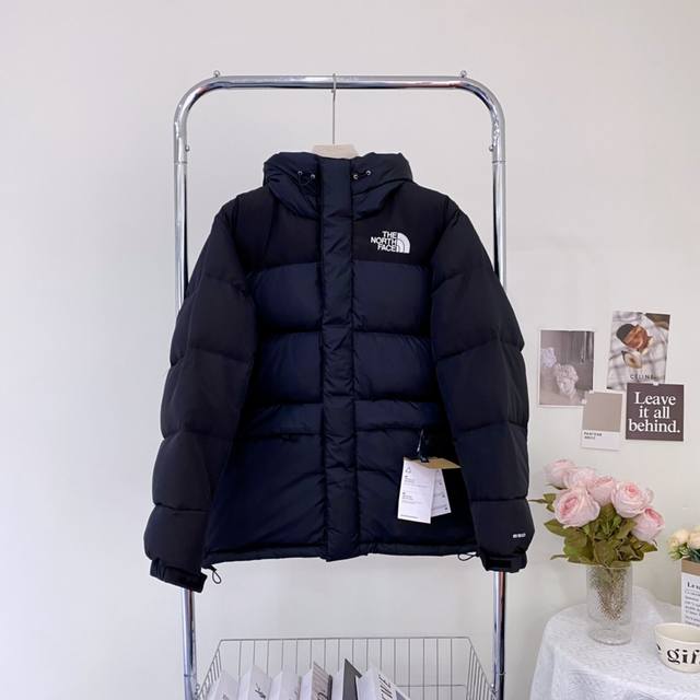 Black Himalaya Down Jacket Peak Series North Face Splicing Logo Print Zipper Hoo