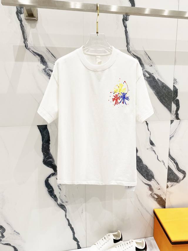 Chrome Hearts 320g washed short-sleeve top. Colorful print with Sanskrit cross l
