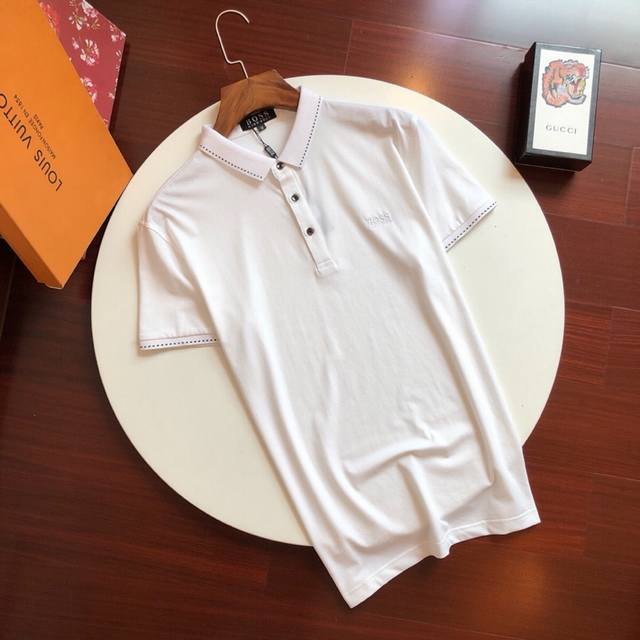 The ultimate Boss - new lapel short-sleeved secret pearl mercerized fabric with