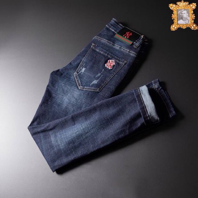 Gucci men's new fall Korean-style denim pants, made from imported fabric for a c
