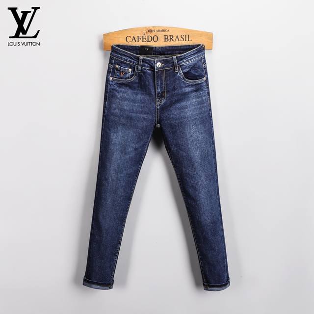 Lv Louis Vuitton's new autumn men's jeans, cool boy trendy brand, slim straight