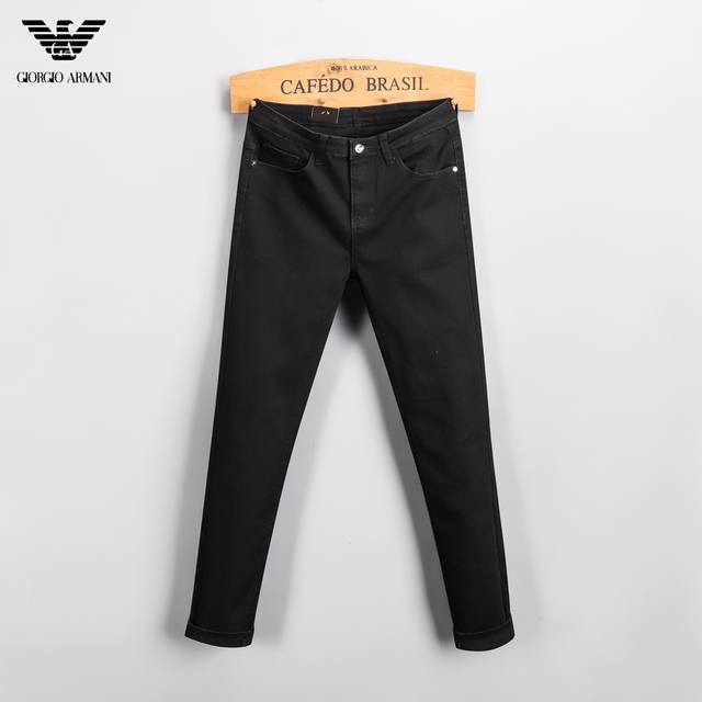 Armani Armani's new autumn men's jeans, cool boy trendy brand, slim black straig