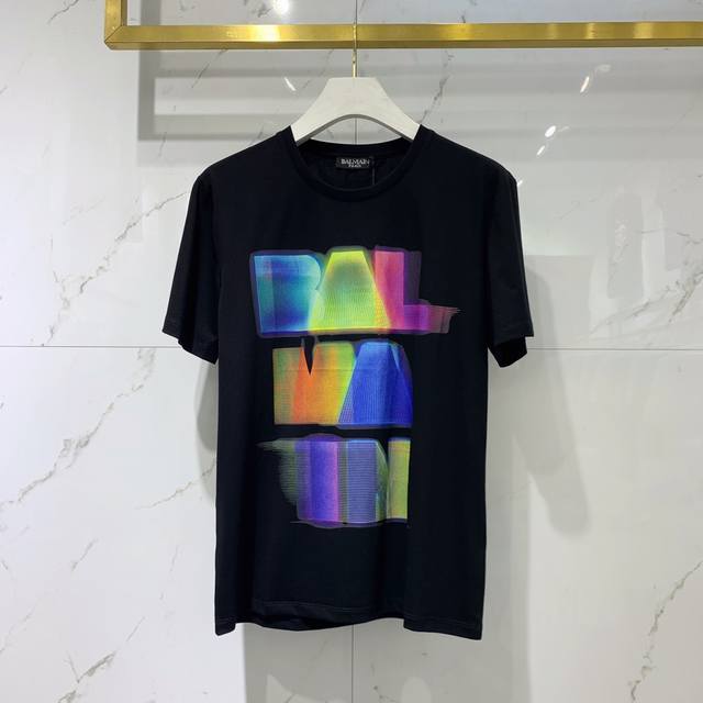 Bm Spring and summer new style fantasy color gradient letter print short Using h