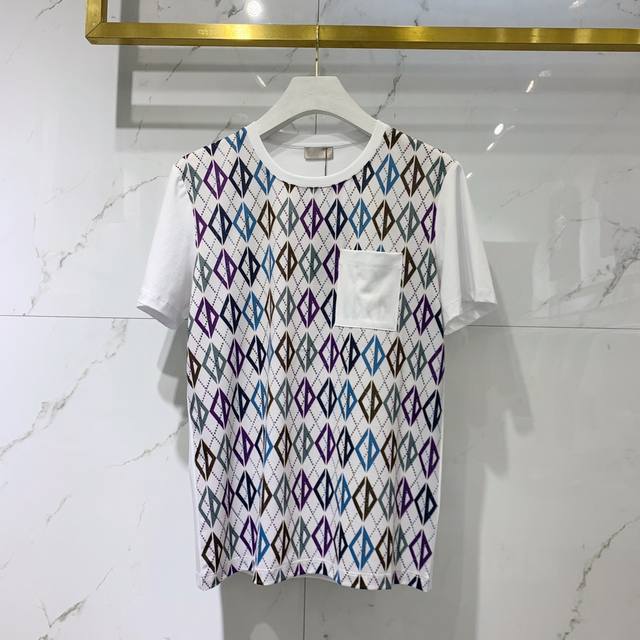 Do Spring and summer new colorful geometric pattern printed pocket splicing shor