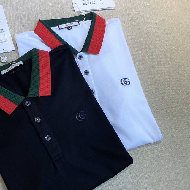 Gucci: The latest original men's short-sleeved lapel T-shirt from the official w
