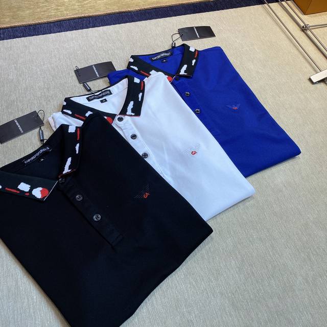 Armani: The latest original men's short-sleeved lapel T-shirt from the official