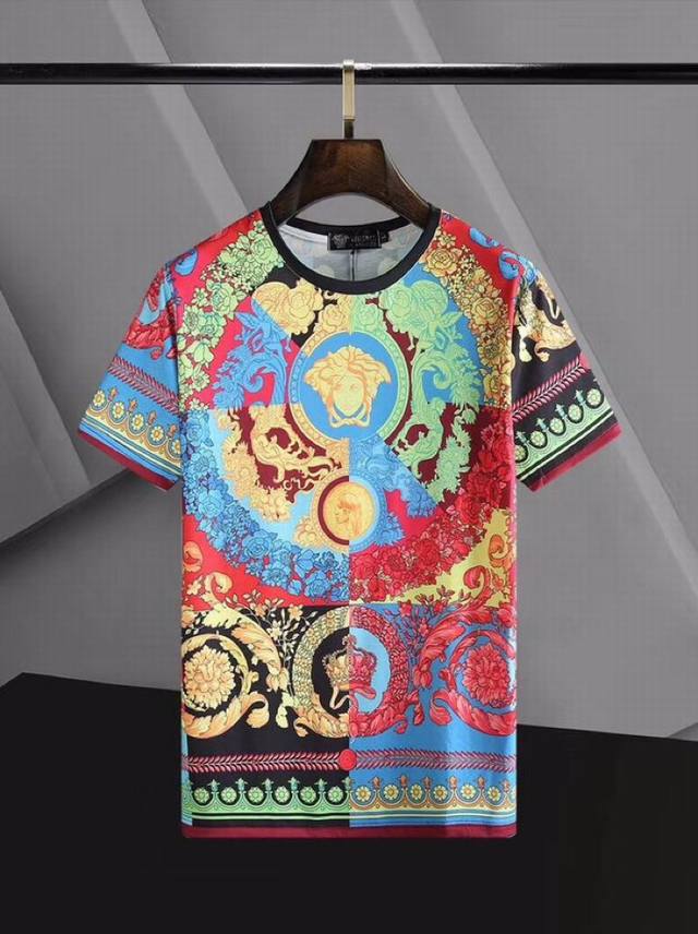 Original Versace men's lapel short-sleeved T-shirt, custom-made at the counter.