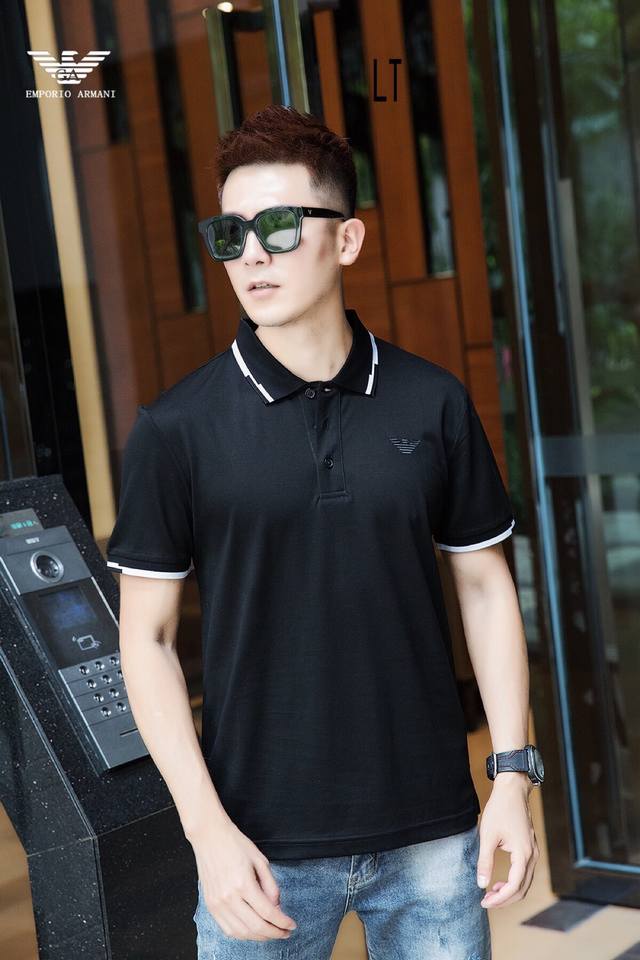 Armani's new short-sleeved bottoming shirt, polo shirt, bottoming T-shirt, luxu