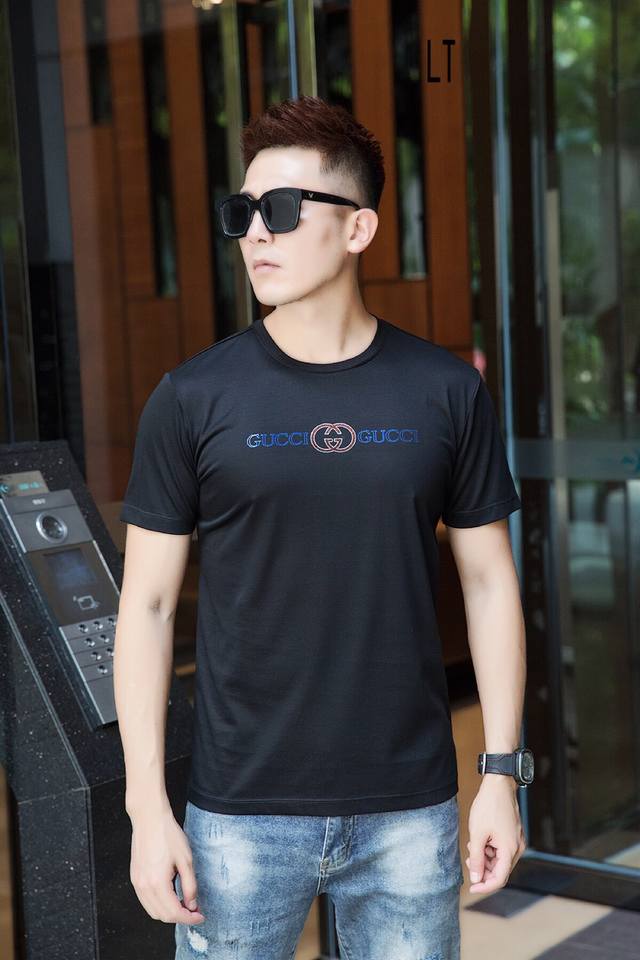 Gucci Ss, new spring and summer models, men's short-sleeved T-shirt, simple and