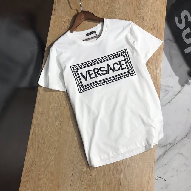 Versace Versace high-density 3D embroidered short-sleeved T-shirt for men and w