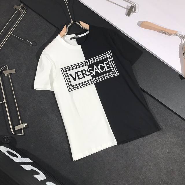 Versace Versace 3D embroidered yin-yang colorway short-sleeved T-shirt, unisex,