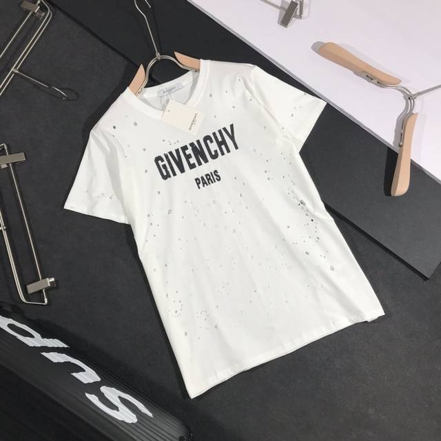 Gvc Givenchy's timeless Givenchy ripped series 20Ss G network synced unisex shor