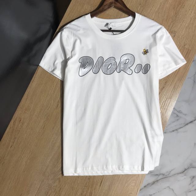 Dior Dior bee slogan silver hot stamping 20Ss G network synced unisex short-slee