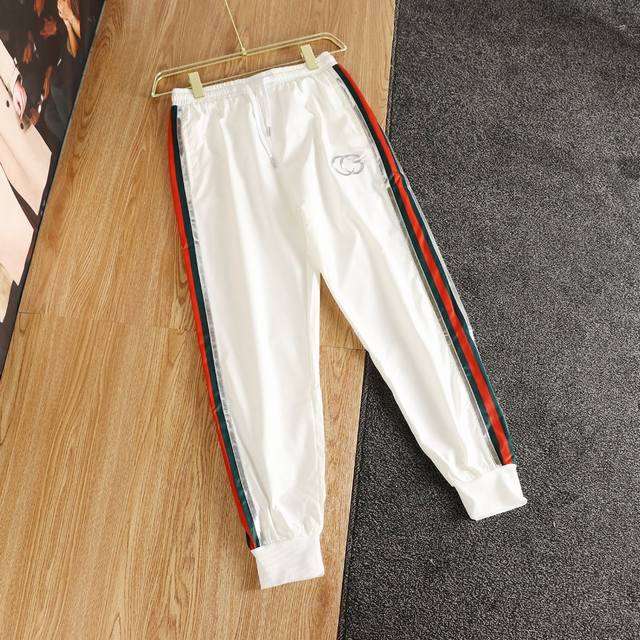 Gucci 20S 3D Embroidered Ribbon Colorblock Casual Pants, unisex, a must-have for
