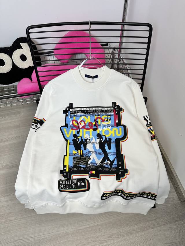 Style number: Hmy158# Lv Louis Vuitton musician band print round neck sweatshir