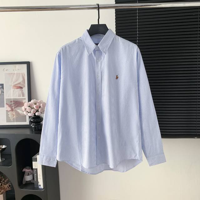 Style: A89 Ralph Lauren embroidered shirt Fabric: Custom-made, original, stripe