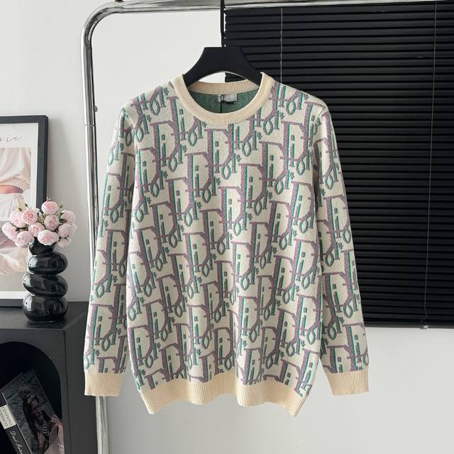 Style No.: M92 Dior Dior all-over printed round neck sweater latest autumn and
