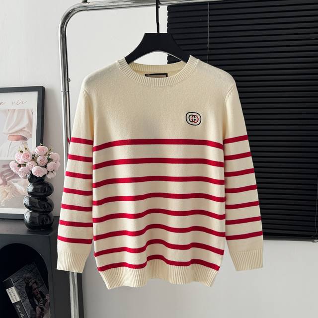 Style: M86 Gucci striped sweater autumn and winter round neck latest model Logo