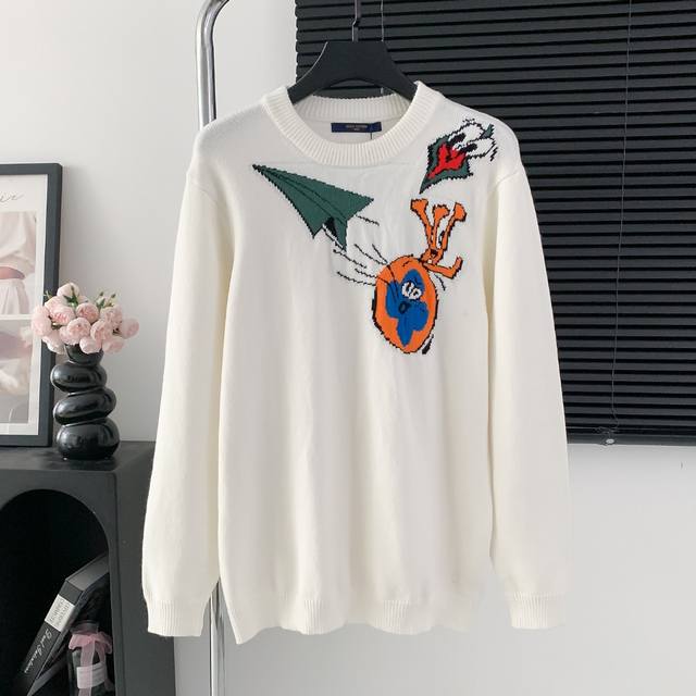 Style: M52 Louis Vuitton Lv Louis Vuitton colorblock jacquard airplane sweater,
