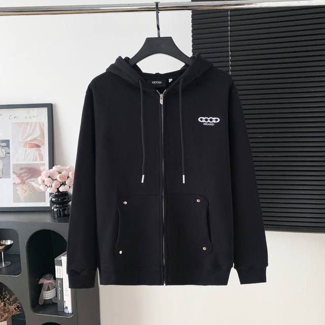 Style number: A93 Good embroidered zipper hooded pocket sweatshirt The fabric o