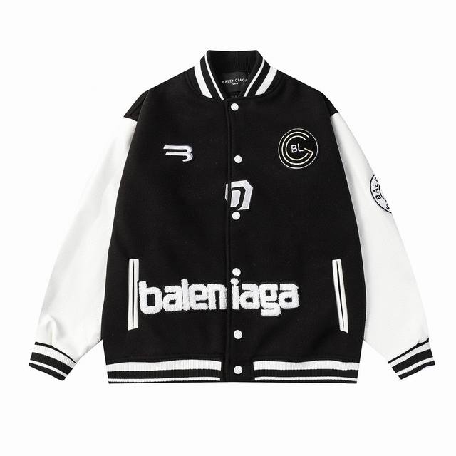 Balenciaga towel embroidered baseball jacket with heavyweight fabric and lychee