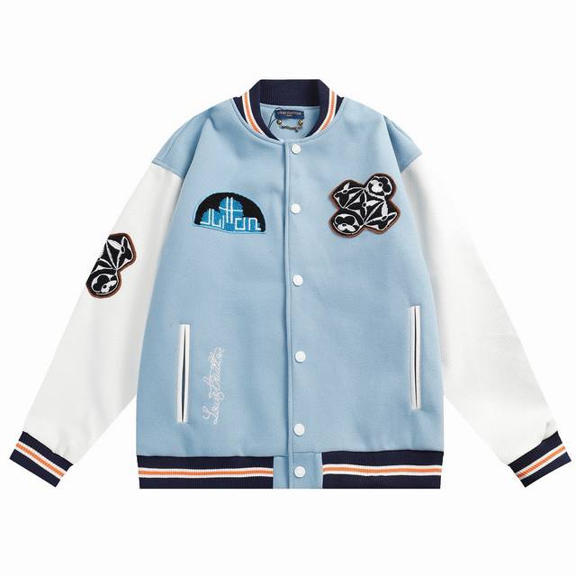 Lv New towel embroidery baseball jacket high-weight wool with lychee pattern han