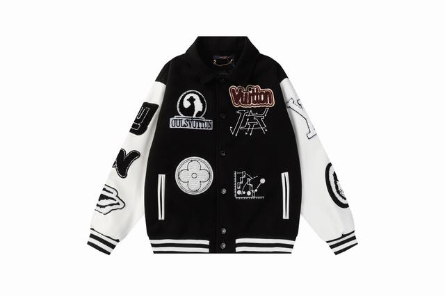 Lv Demon Eye embroidery and geometric flat embroidery baseball jacket jacket Hig