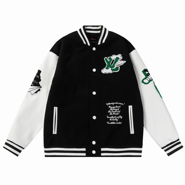 Lv graffiti painting towel embroidery baseball jacket 700G dragon and phoenix ny